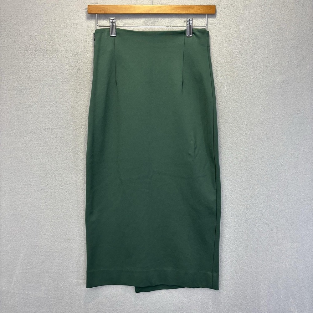 Babaton Aritzia Asymmetrical Button Front Midi Skirt Womens 2 Green Pencil - Picture 2 of 10